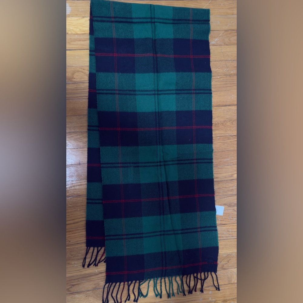 Abercrombie&fitch Green/Navy/Red Tartan Scarf, Oversized, Unisex
